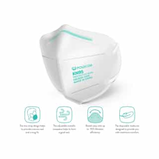 Powecom KN95 White Respirator Face Mask - Ear Loop - Pack of 10